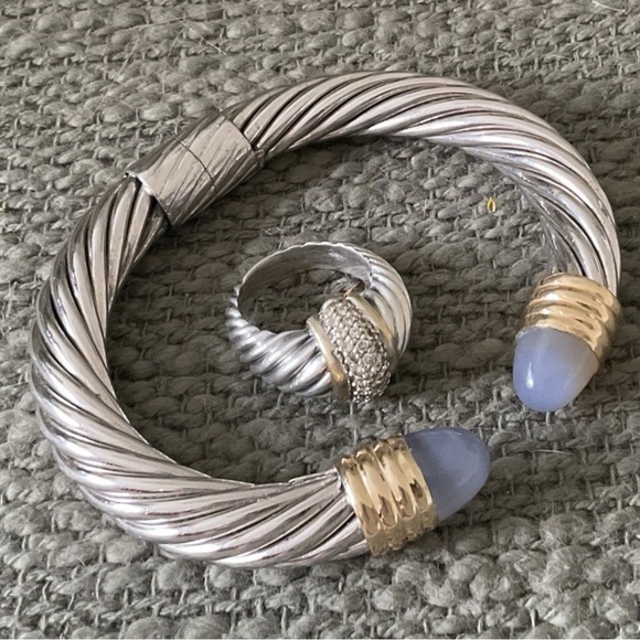 David Yurman Jewelry - David Yurman Thoroughbred Diamond Pave Ring and Hallmarked Bracelet